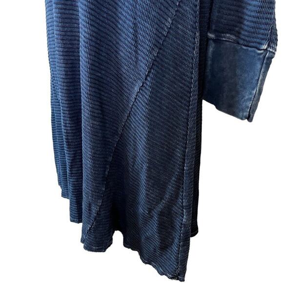 Able Womens Ribbed Blue Long Sleeve Cold Shoulder USA Made Knit Dress sz Large - Picture 10 of 16